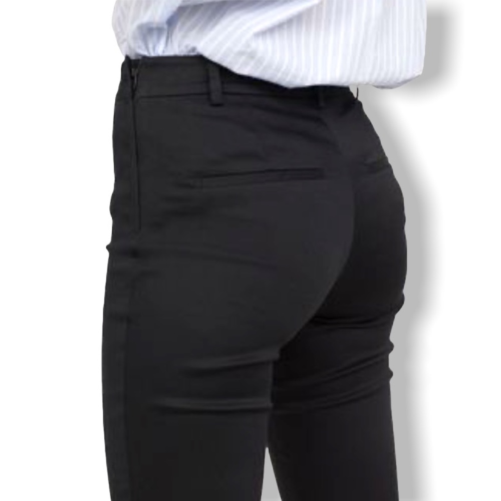 H&M Woman’s Black High Waist Cotton Straight Leg Twill Dress Pants Size: 10 - Picture 9 of 10